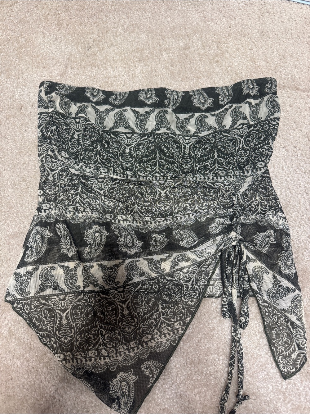 Strapless Olive Green & Cream Paisley Top - BRAND NEW, never worn